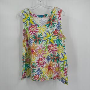 Fresh Produce Womens Tank Top Size L Vibrant Floral Summer Coastal Resortwear